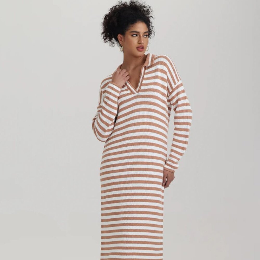 525 Raya Cotton Stripe Polo Dress